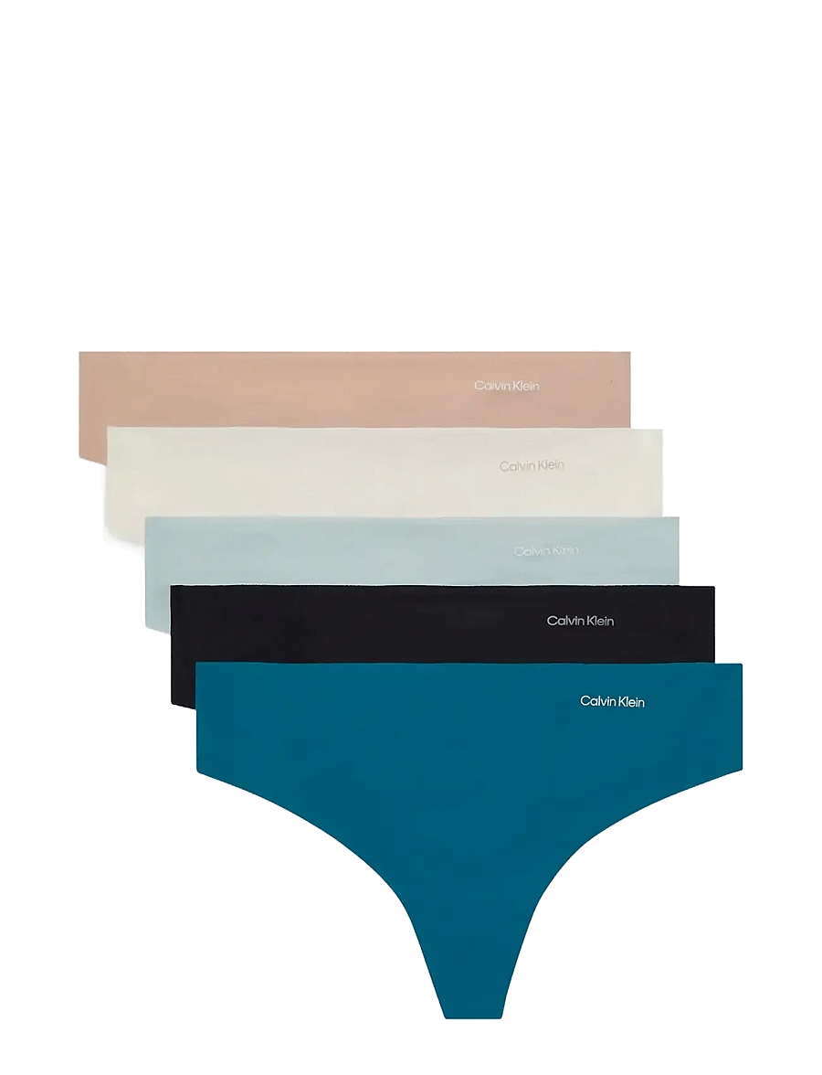Calvin Klein - THONG 5PK - nahtlose slips - teal marine/cloud blue/black/ ivory - 0