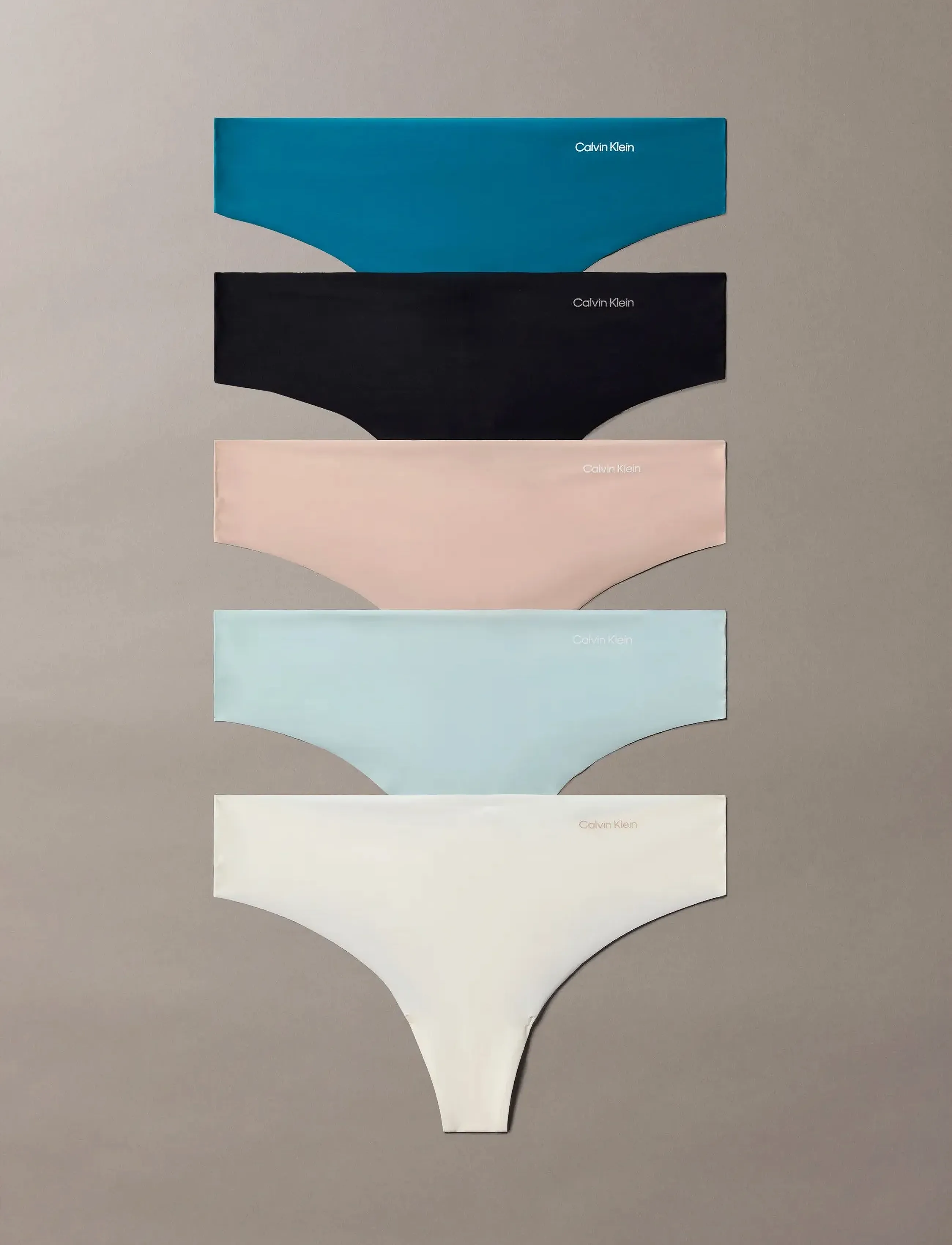 Calvin Klein - THONG 5PK - seamless trosor - teal marine/cloud blue/black/ ivory - 1
