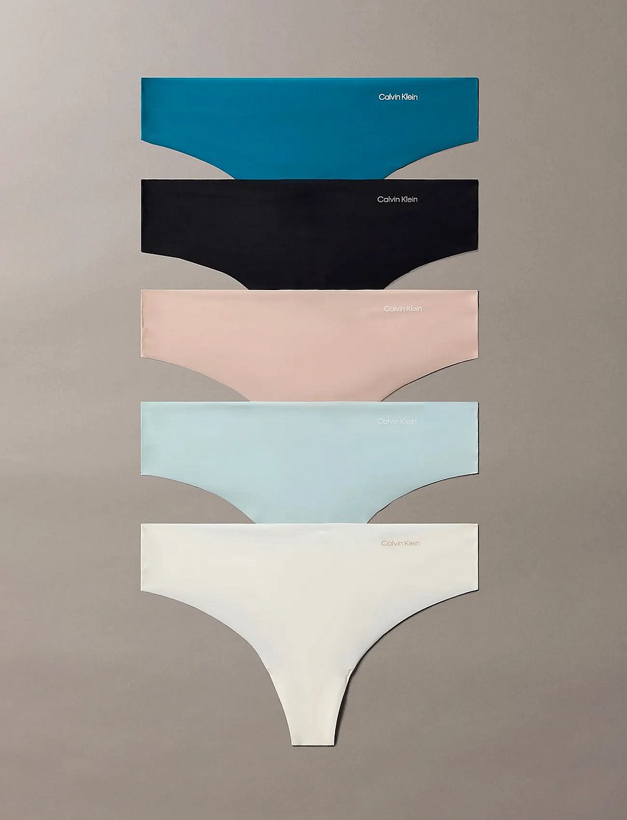 Calvin Klein - THONG 5PK - nahtlose slips - teal marine/cloud blue/black/ ivory - 1