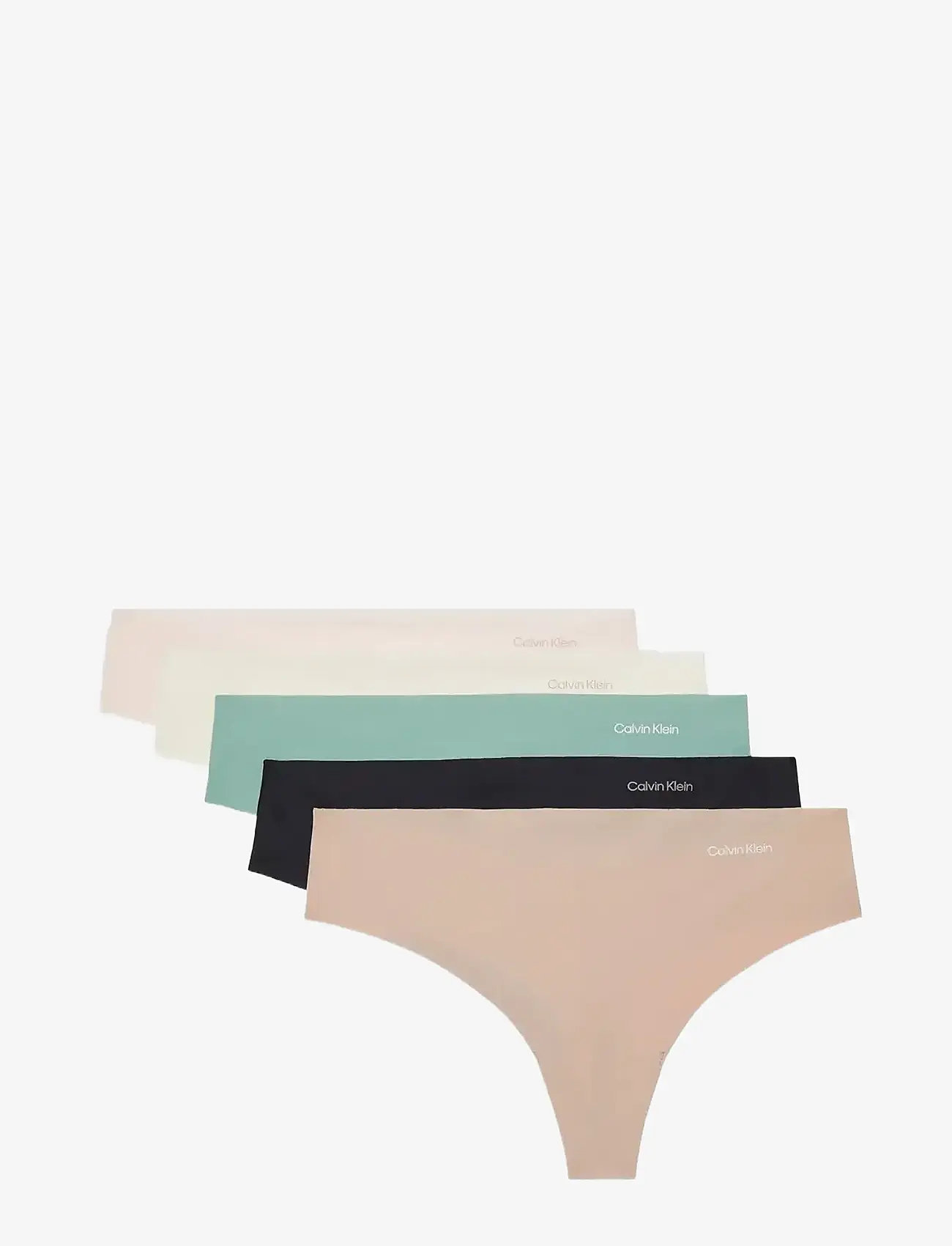 Calvin Klein - THONG 5PK - seamless trosor - charming green nymphs thigh black i - 1