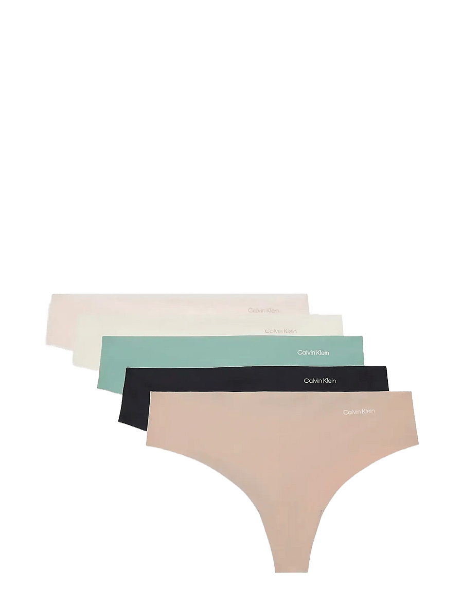 Calvin Klein - THONG 5PK - Õmblusteta aluspüksid - charming green nymphs thigh black i - 1