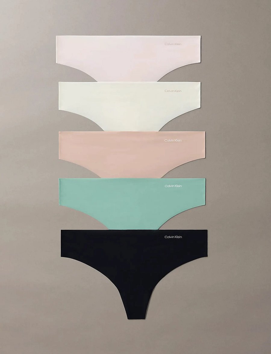Calvin Klein - THONG 5PK - Õmblusteta aluspüksid - charming green nymphs thigh black i - 3