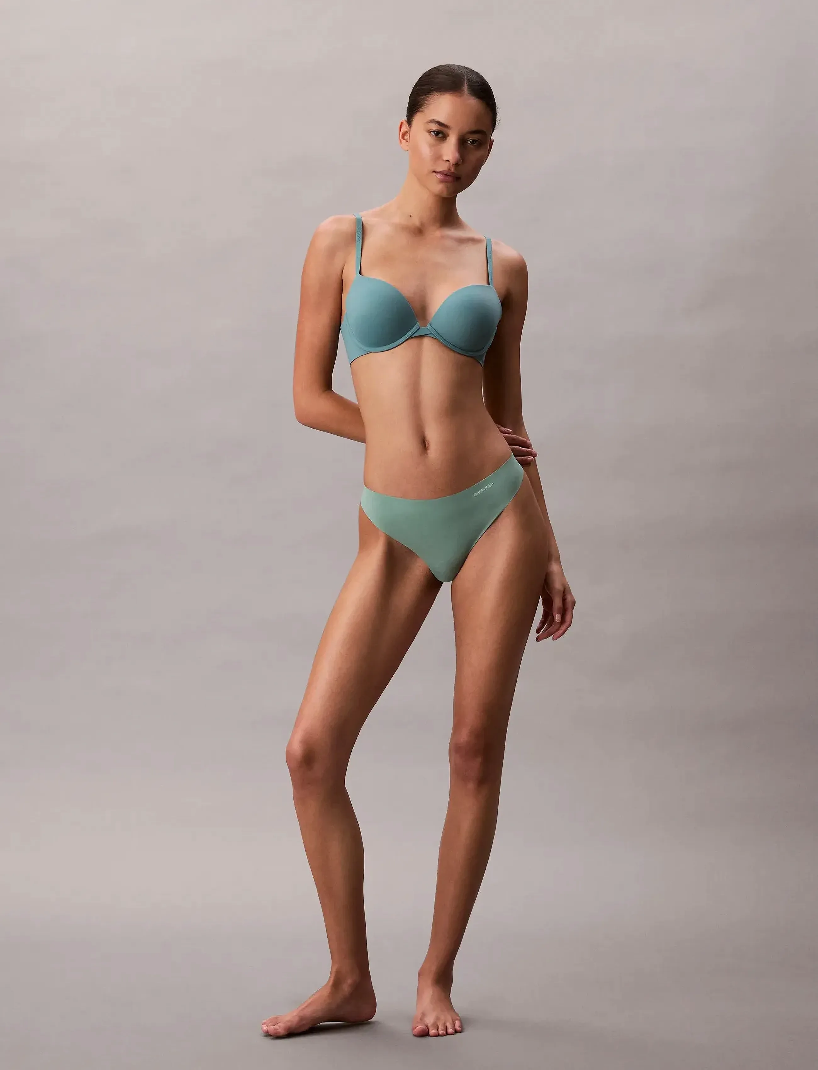 Calvin Klein - THONG 5PK - seamless trosor - charming green nymphs thigh black i - 5