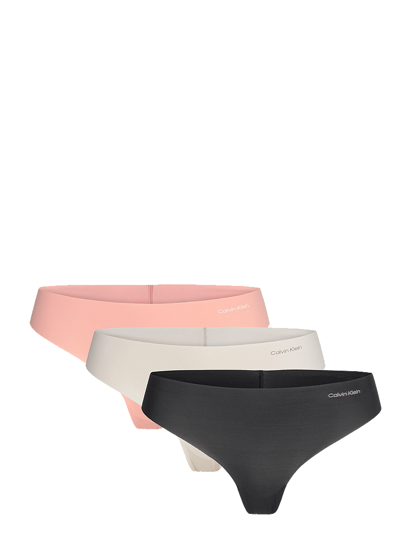 Calvin Klein - THONG 3PK - stringtrosor - black/wind chime/luminous peach - 0