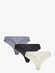 Calvin Klein - THONG 3PK - thongs - black/ivory/flint stone - 2