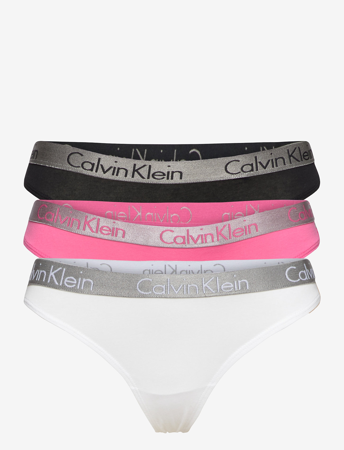 Calvin Klein - THONG 3PK - black/white/pink smoothie - 0