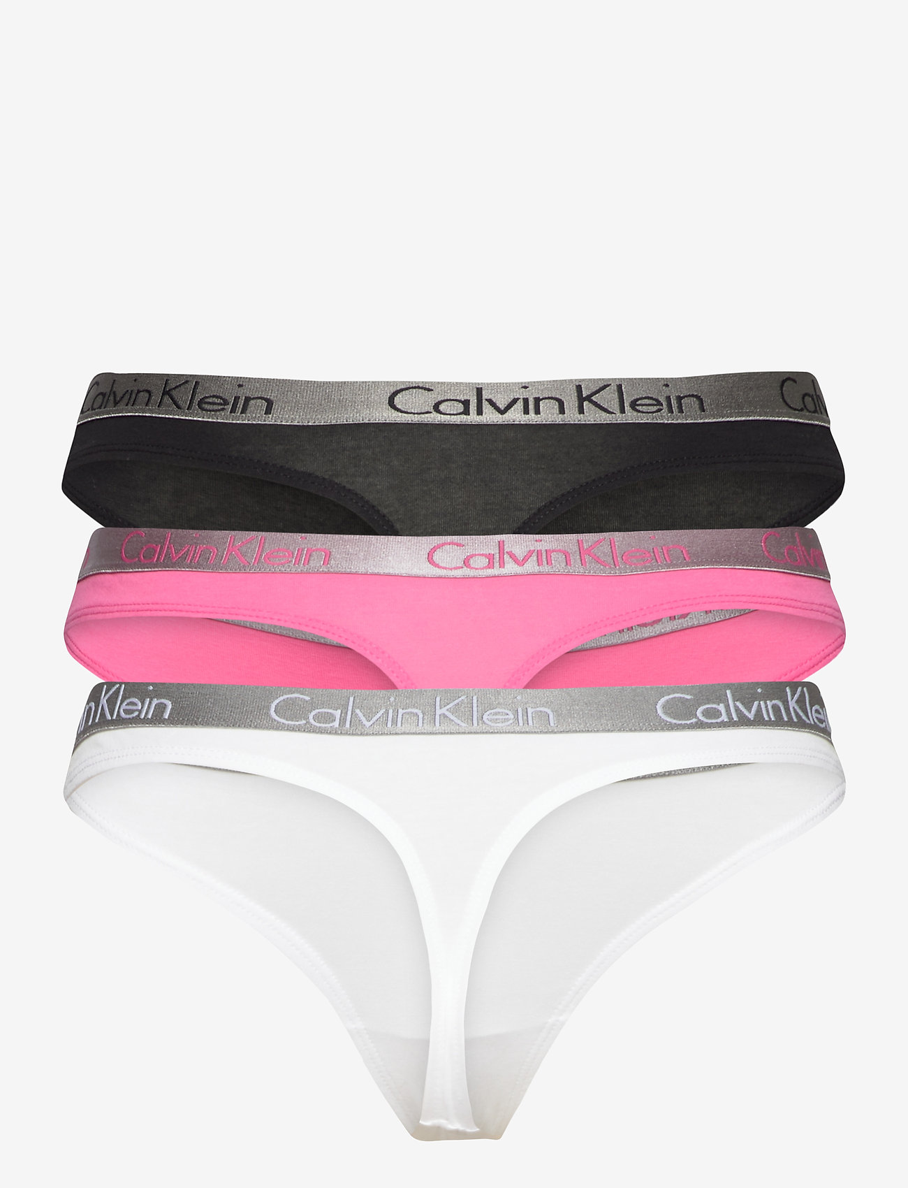 Calvin Klein - THONG 3PK - black/white/pink smoothie - 1