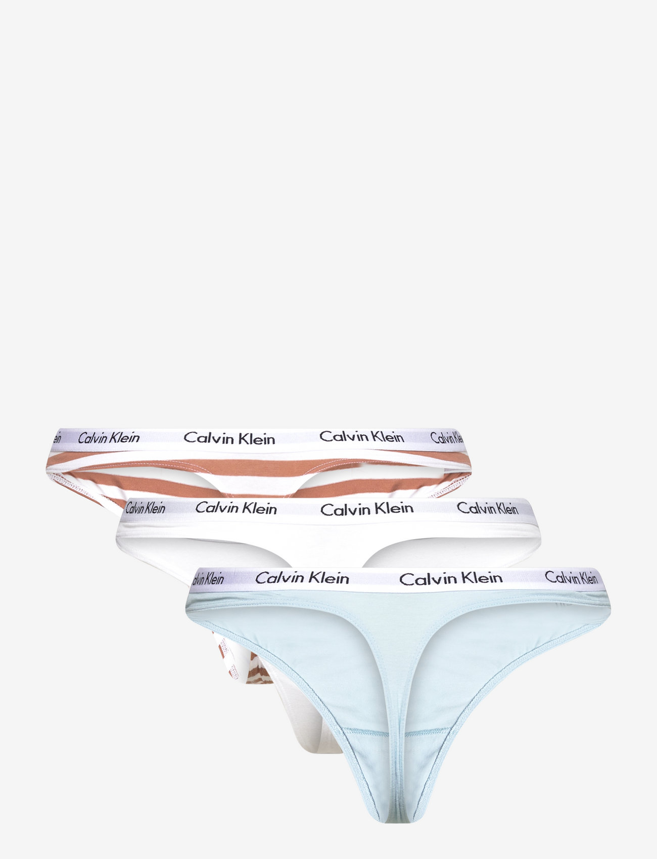 Calvin Klein - THONG 3PK - blue/white/rainer stripe_sandalwood - 3