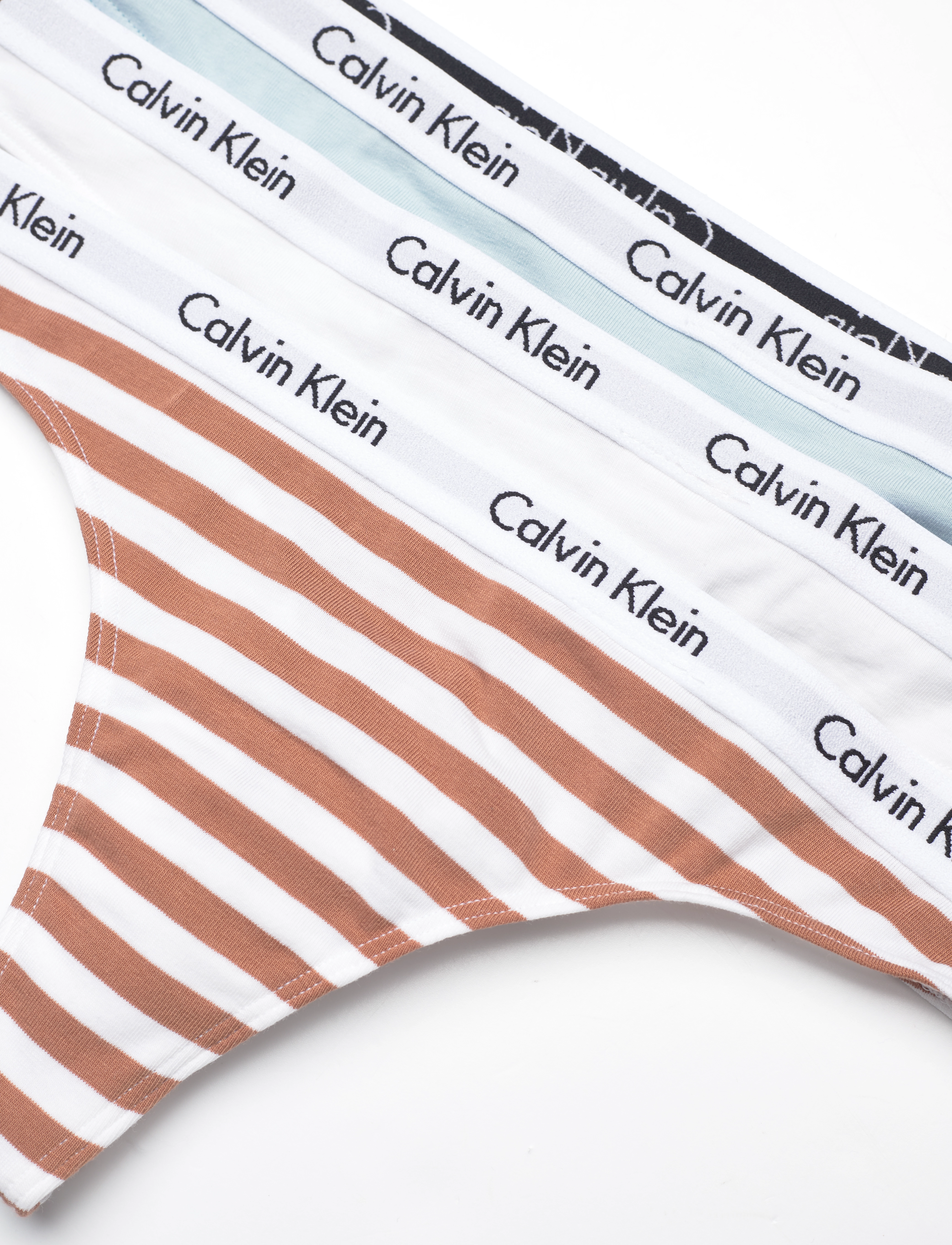 Calvin Klein - THONG 3PK - blue/white/rainer stripe_sandalwood - 1