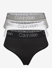 Calvin Klein - 3PK HIGH WAIST THONG - thongs - black/white/grey heather - 0