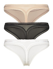 Calvin Klein - THONG 3PK - thongs - black/white/honey almond - 3