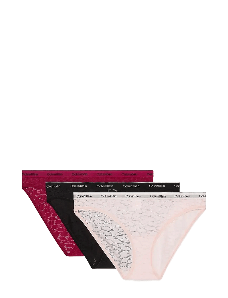 Calvin Klein - BIKINI 3PK - brazilian trosor - beet red/black/eggshell pink - 0