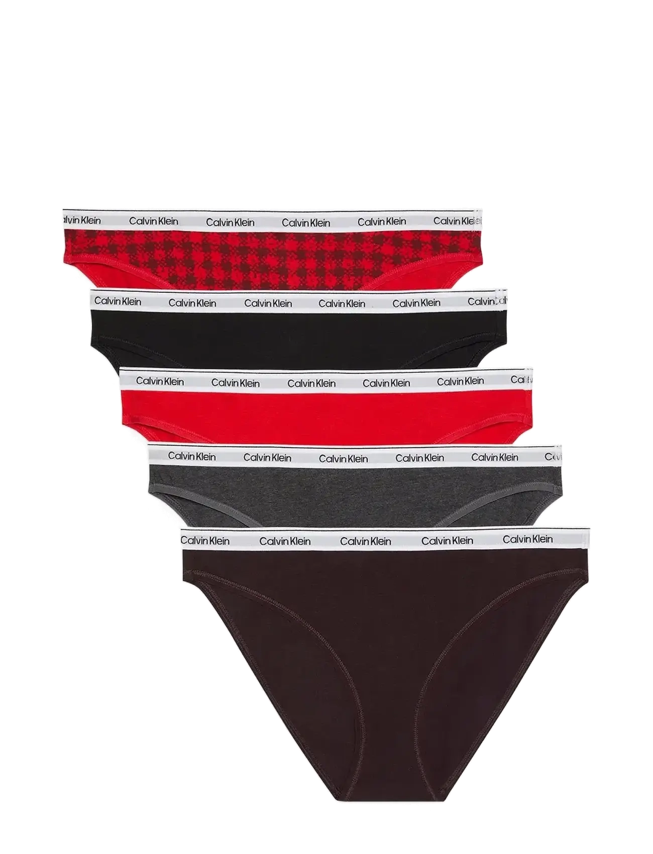 Calvin Klein BIKINI 5PK - Trusser - BLOTCHED PLAID+ADRENILINE RUSH/BLAC / red