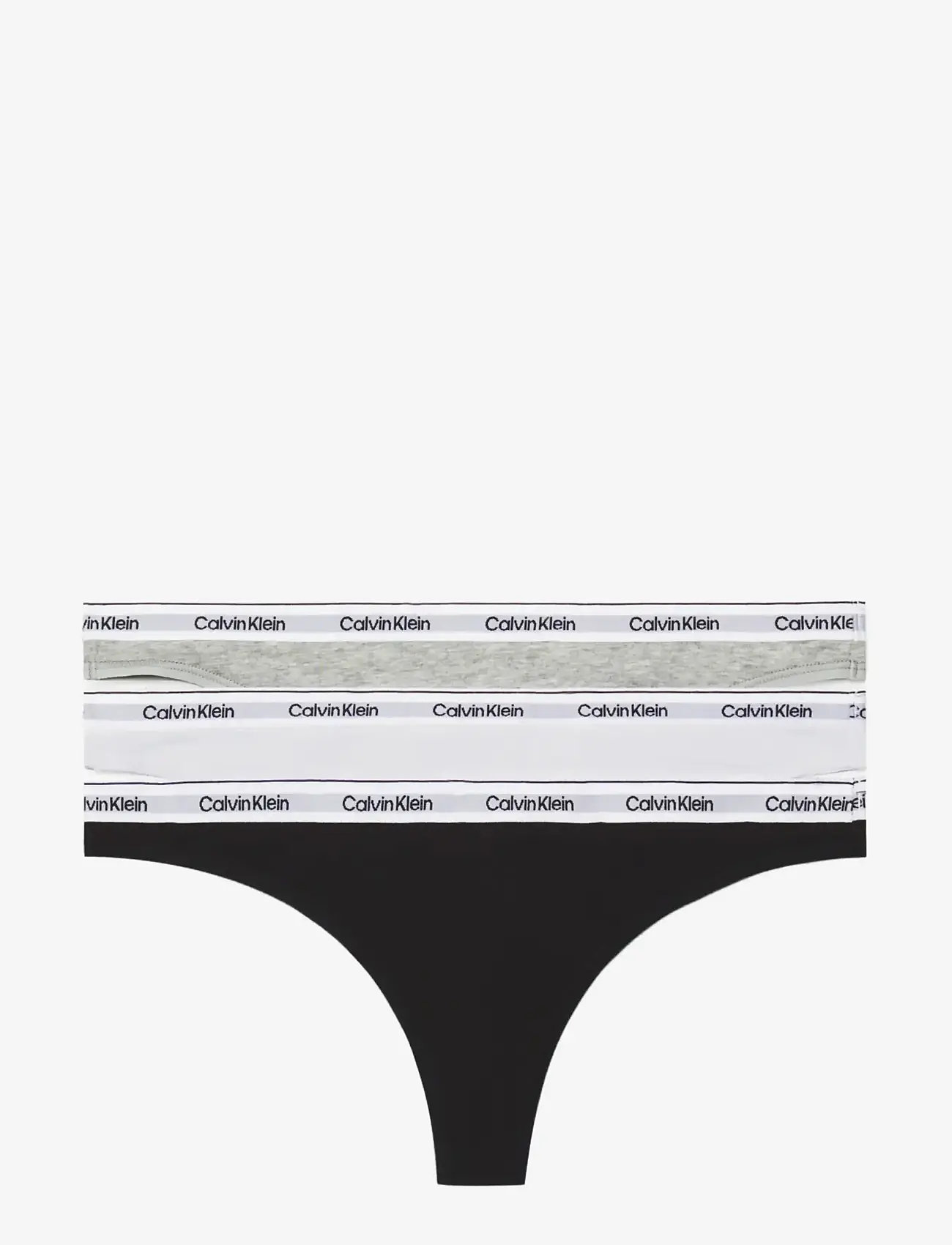 Calvin Klein - THONG 3PK - thongs - black white  grey heather - 1