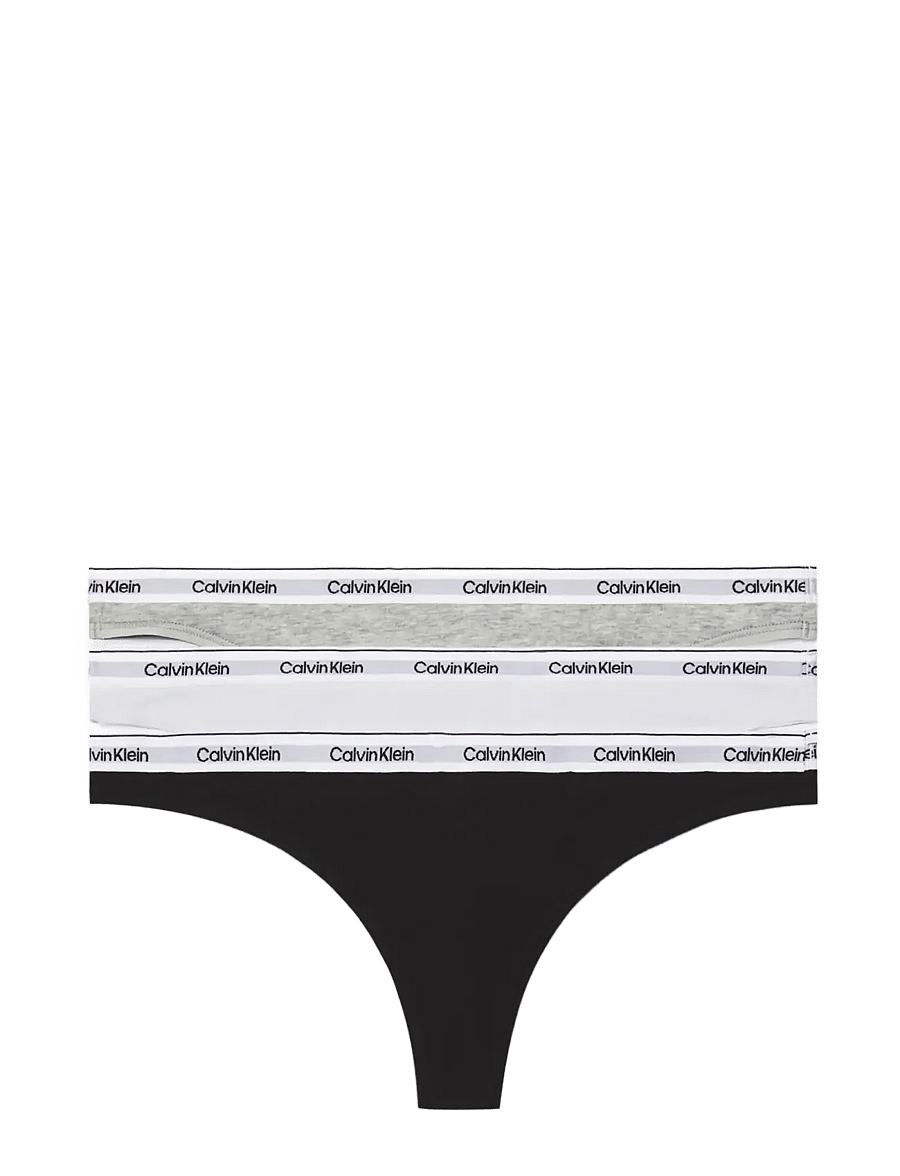 Calvin Klein - THONG 3PK - stringid - black white grey heather - 1