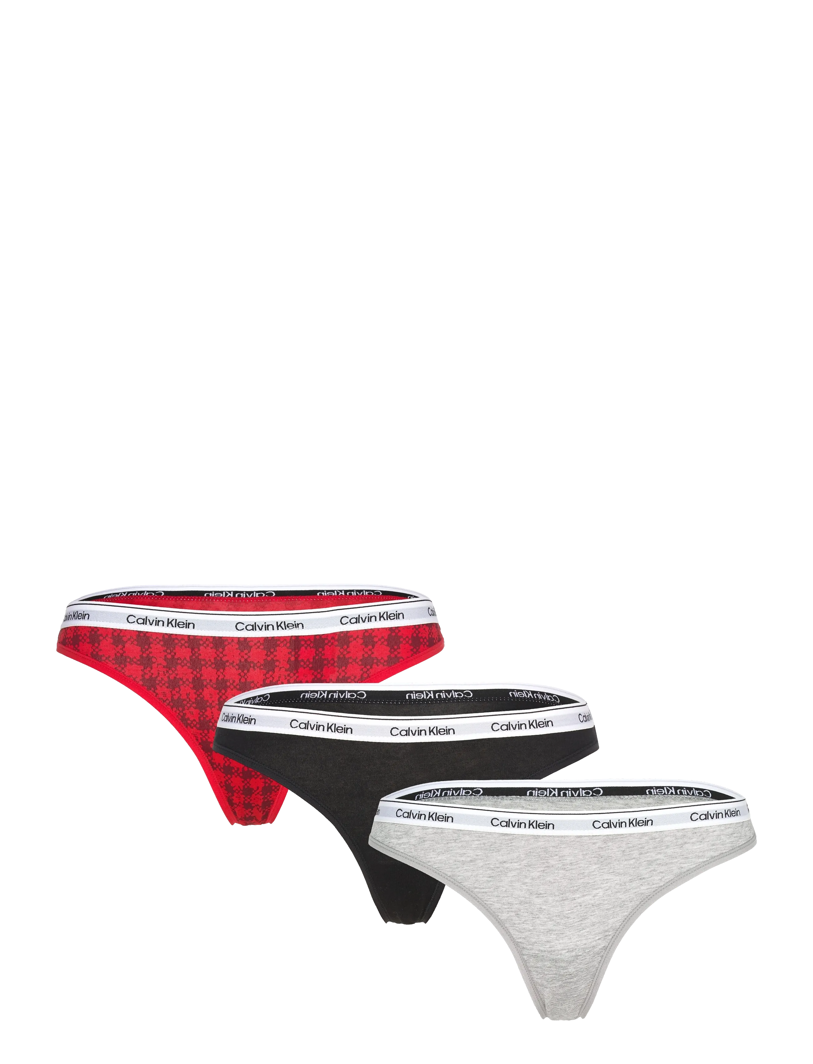 Calvin Klein THONG 3PK - Stringid - BLOTCHED PLAID+ADRENALINE RUSH/BLAC / red