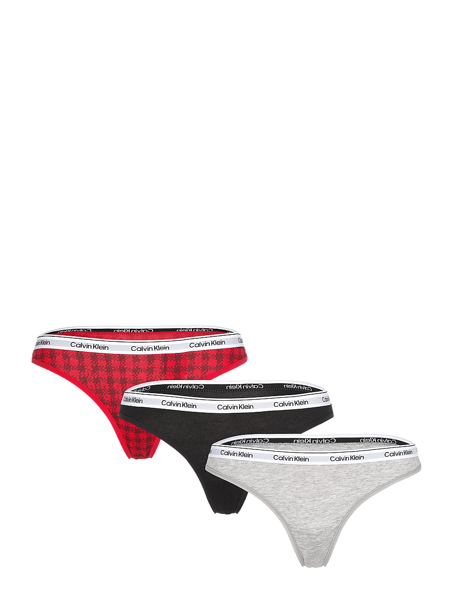 Calvin Klein - THONG 3PK - stringu biksītes - blotched plaid+adrenaline rush/blac - 0