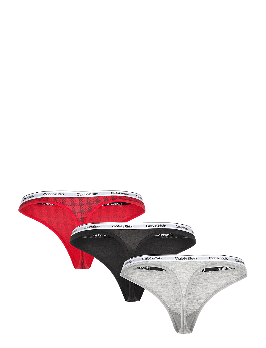 Calvin Klein - THONG 3PK - stringu biksītes - blotched plaid+adrenaline rush/blac - 2