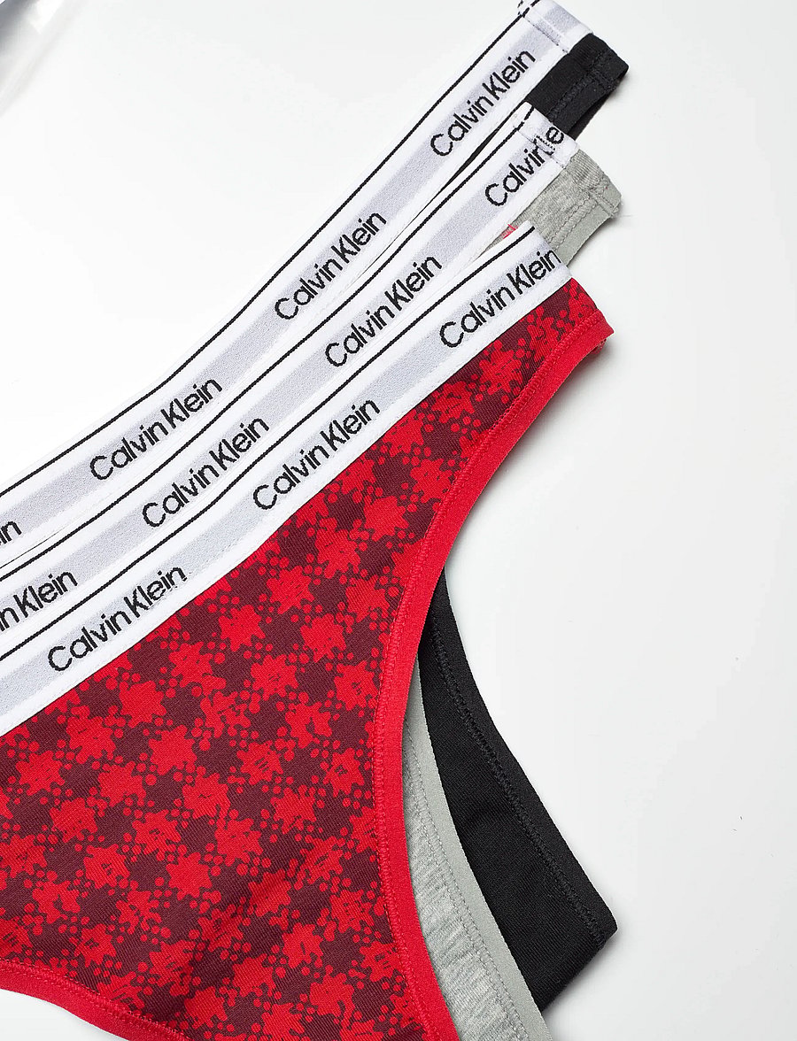 Calvin Klein - THONG 3PK - stringu biksītes - blotched plaid+adrenaline rush/blac - 1