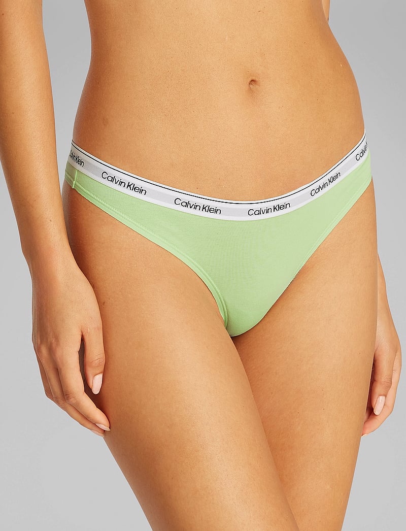 Calvin Klein - THONG 3PK - stringtrusser - highline green/buff pink/gry htr - 2