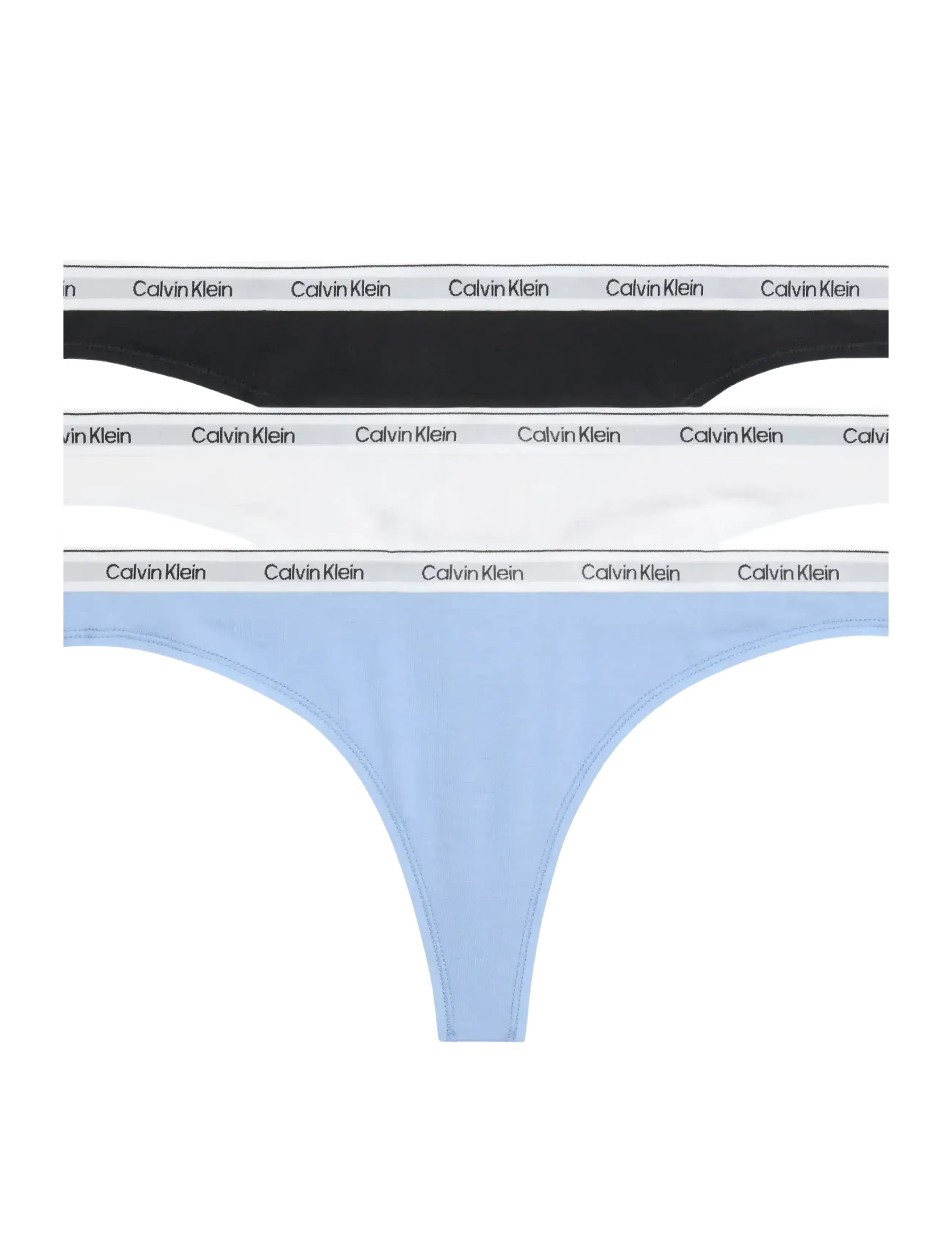 Calvin Klein THONG 3PK - Stringid - BLACK WHITE FROZEN FJIORD / blue
