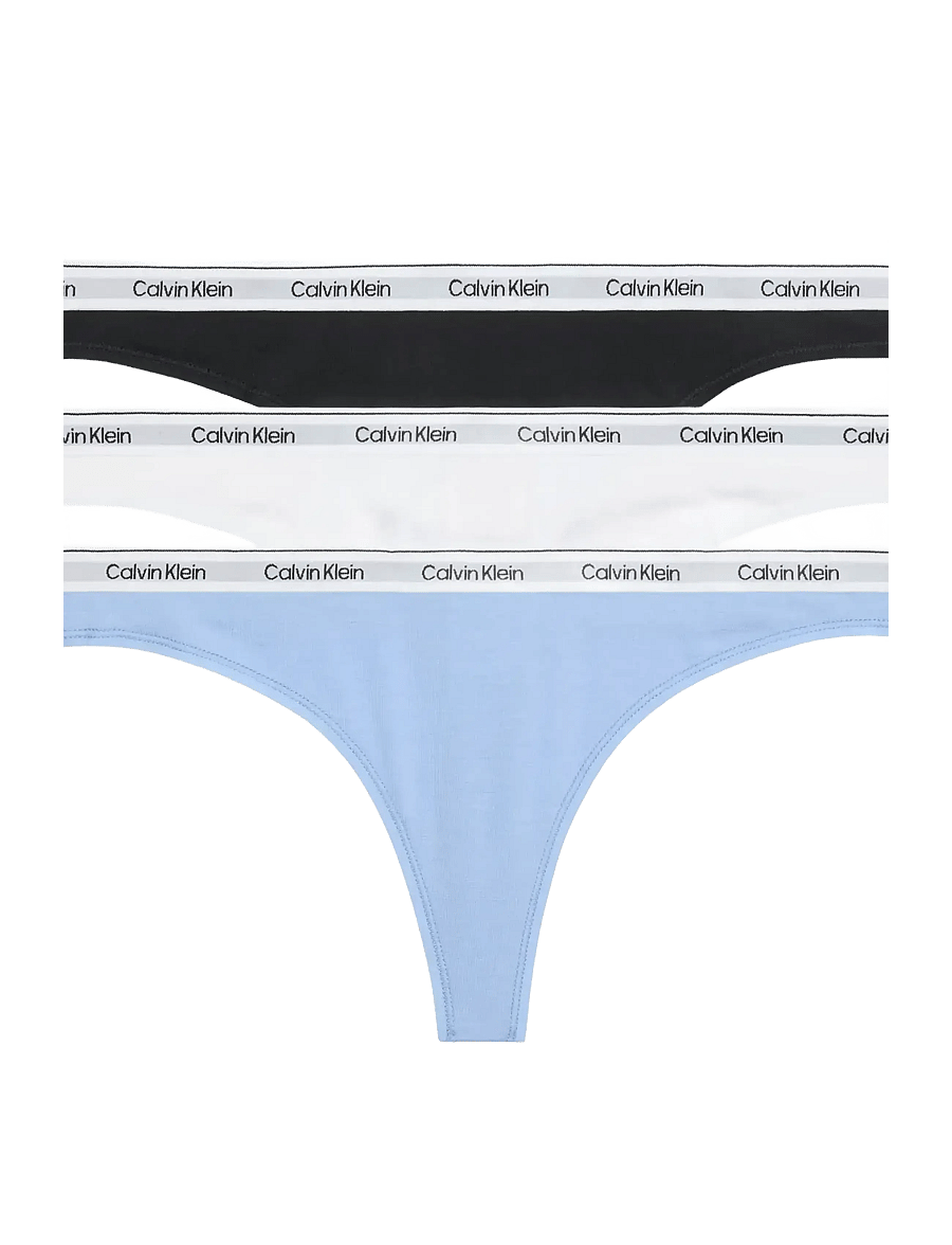 Calvin Klein - THONG 3PK - tangas - black white frozen fjiord - 0