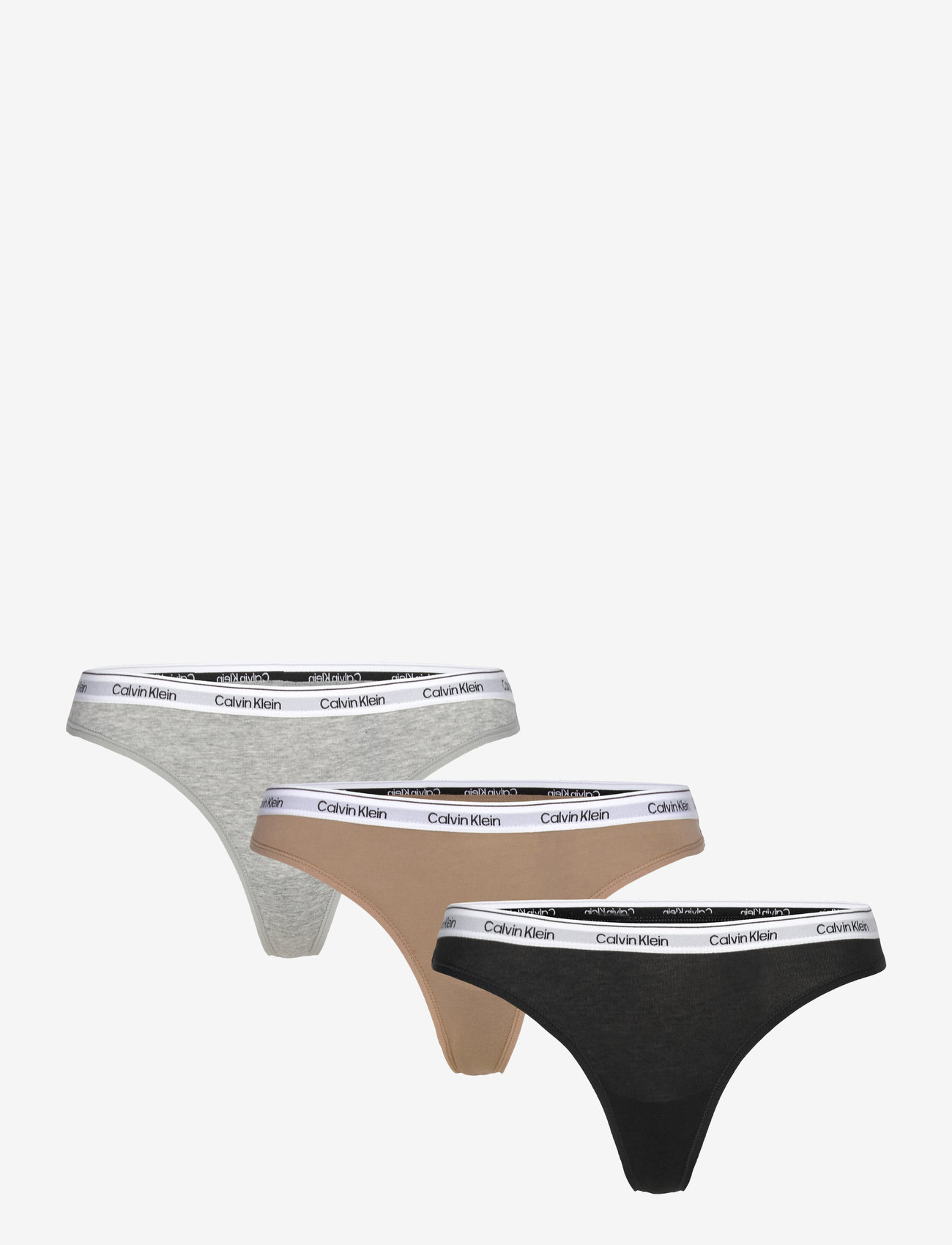 Calvin Klein - THONG 3PK - thongs - black  grey heather   cafÉ fun - 1