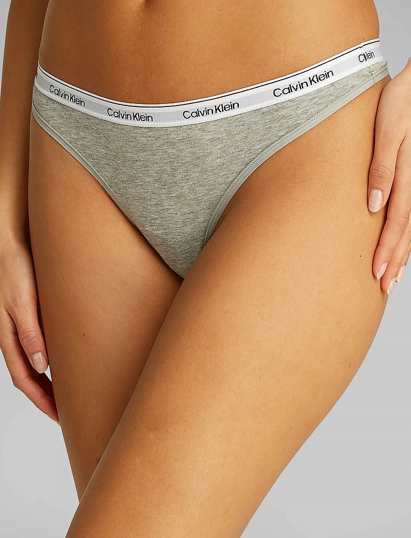 Calvin Klein - THONG 3PK - thongs - black grey heather cafÉ fun - 4