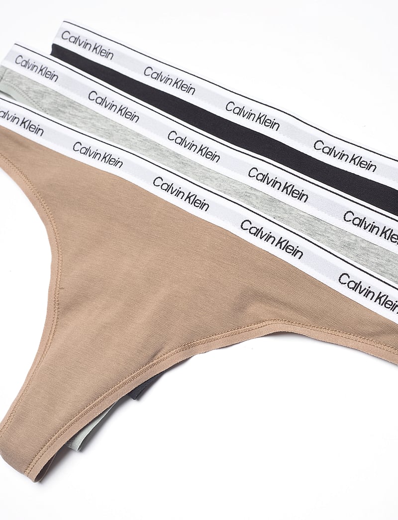 Calvin Klein - THONG 3PK - thongs - black grey heather cafÉ fun - 5