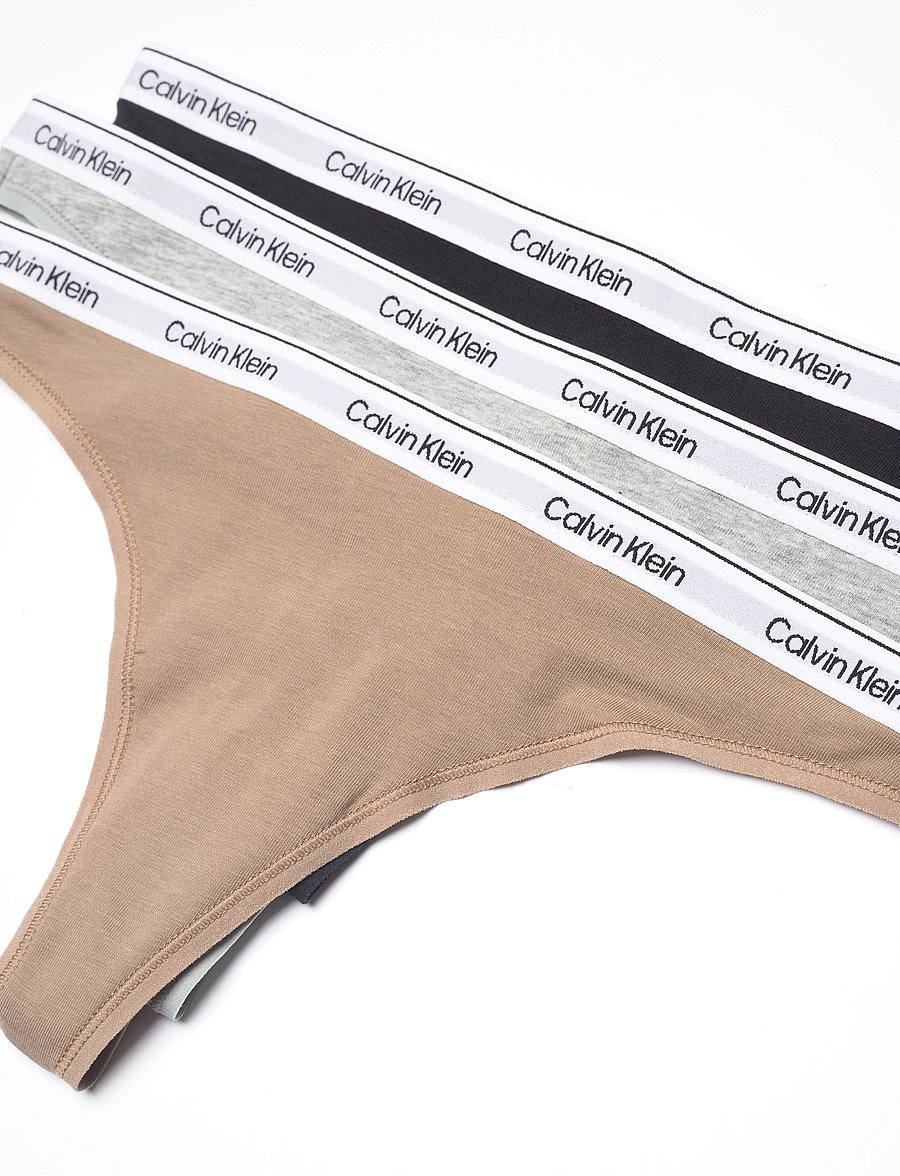 Calvin Klein - THONG 3PK - stringid - black grey heather cafÉ fun - 5
