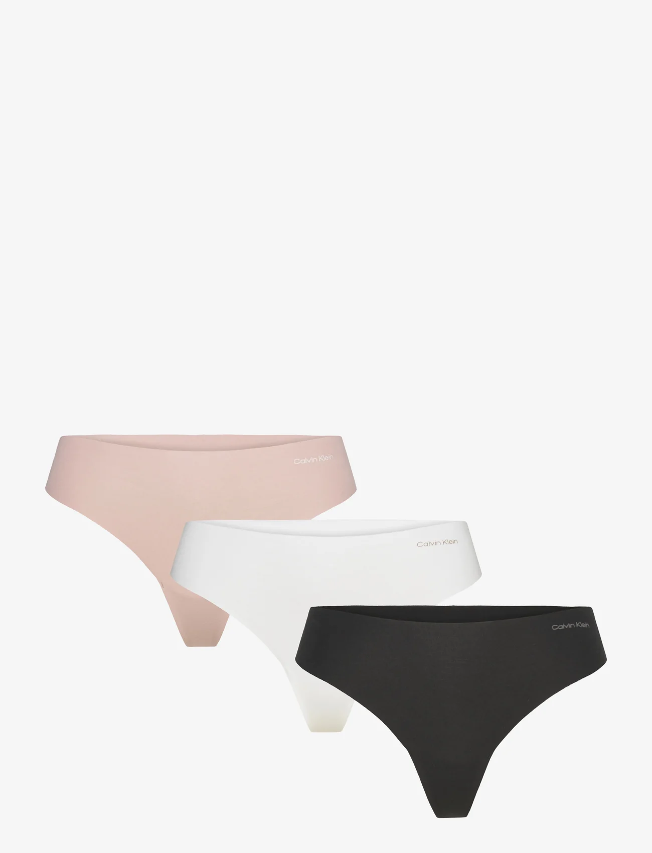Calvin Klein - 3 PACK THONG (MID-RISE) - saumattomat alushousut - black/white/subdued - 0