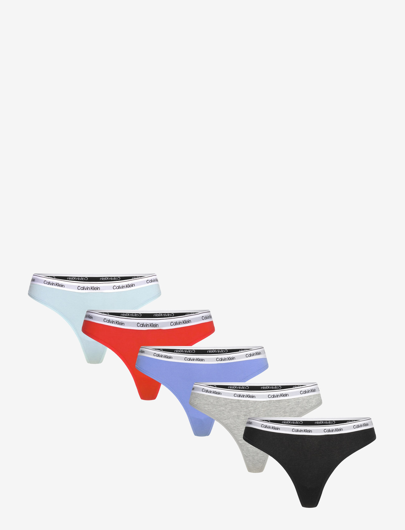 Calvin Klein - 5 PACK THONG (LOW-RISE) - stringtrusser - blk/gry htr/strlng bl/glcr/mltn - 1
