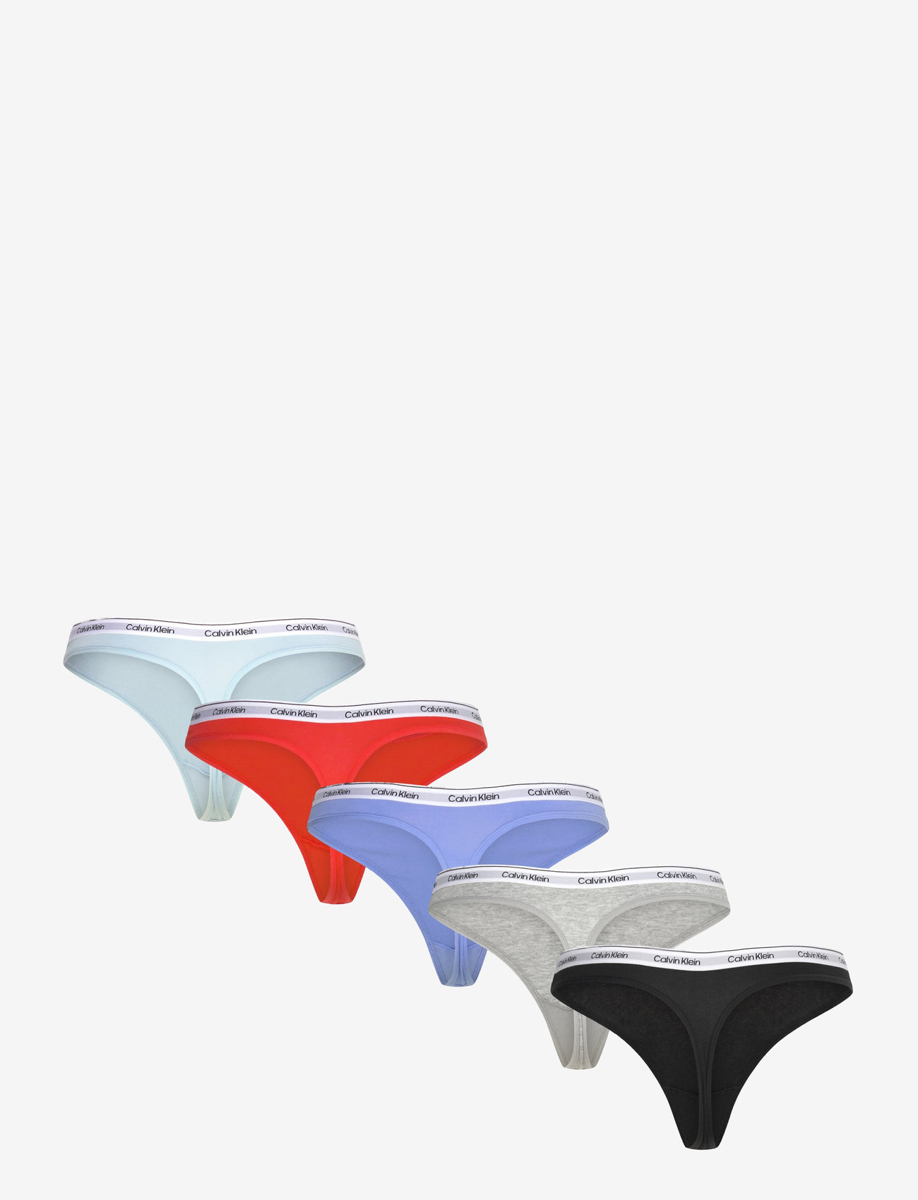 Calvin Klein - 5 PACK THONG (LOW-RISE) - stringtrusser - blk/gry htr/strlng bl/glcr/mltn - 3