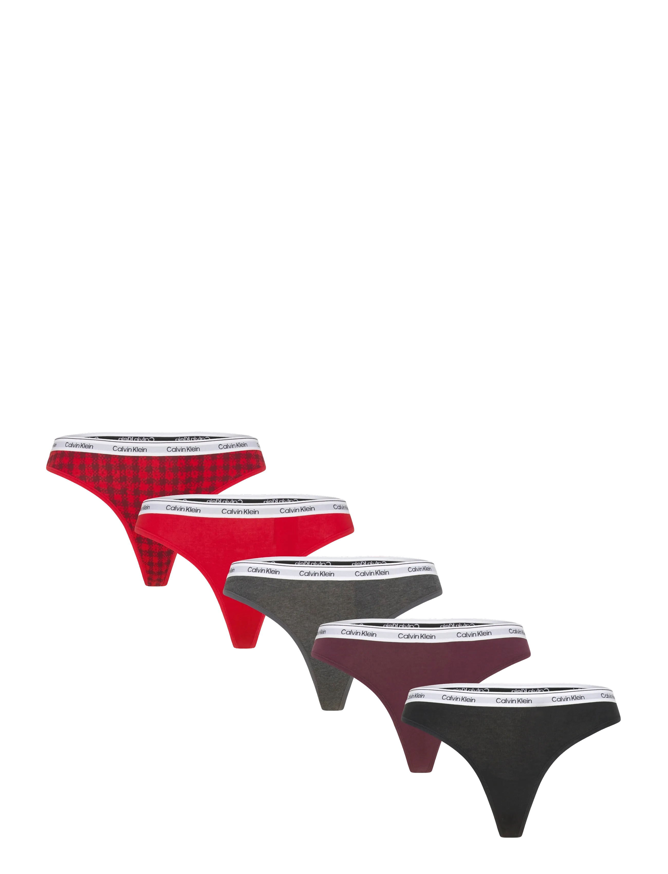 THONG 5PK - BLOTCHED PLAID+ADRENILINE RUSH/BLAC