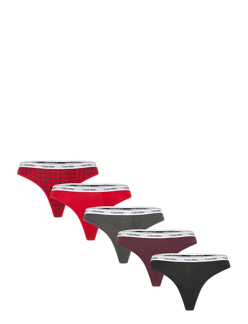 Calvin Klein - THONG 5 PK - stringtrosor - blotched plaid+adreniline rush/blac - 0