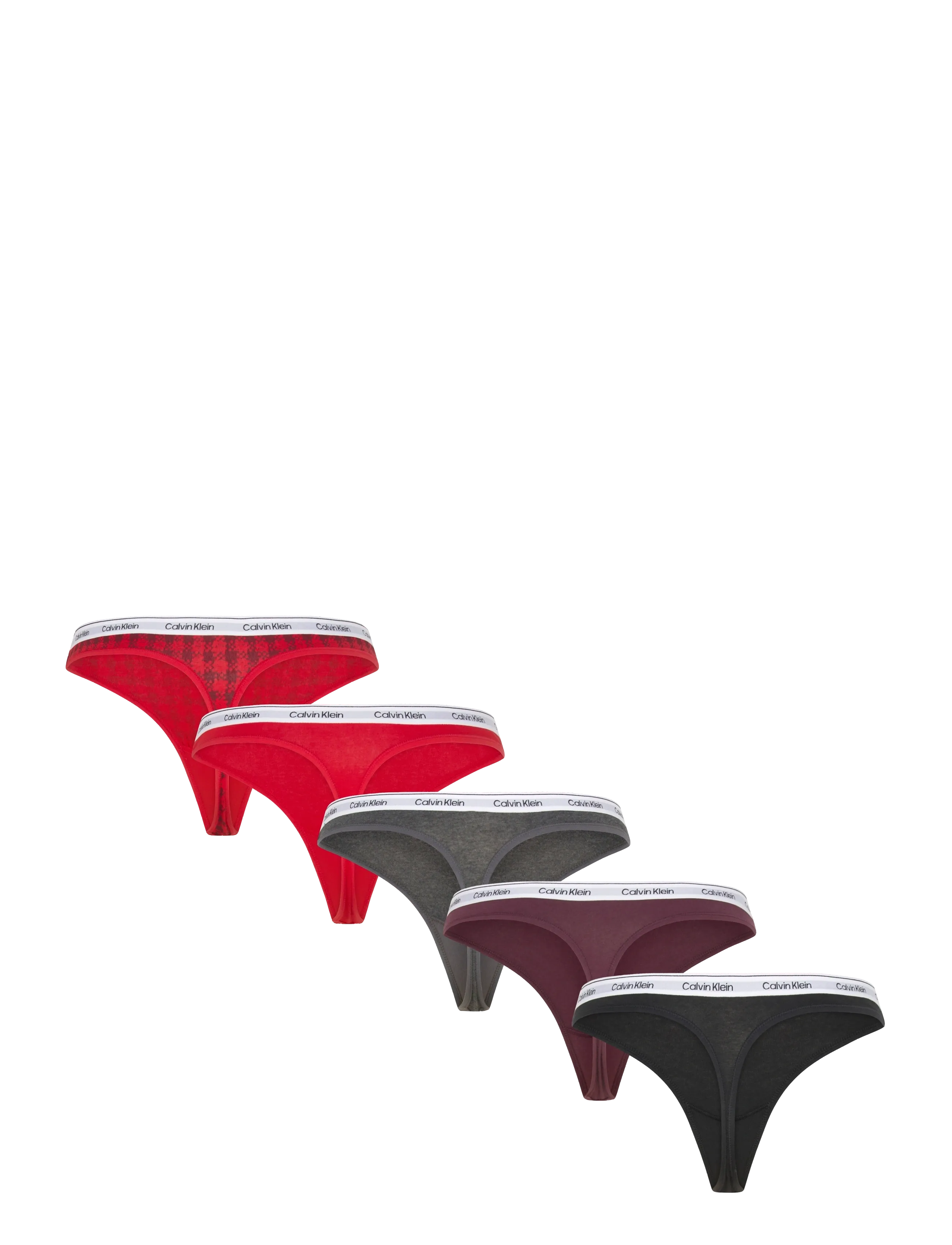 Calvin Klein - THONG 5 PK - stringi - blotched plaid+adreniline rush/blac - 2