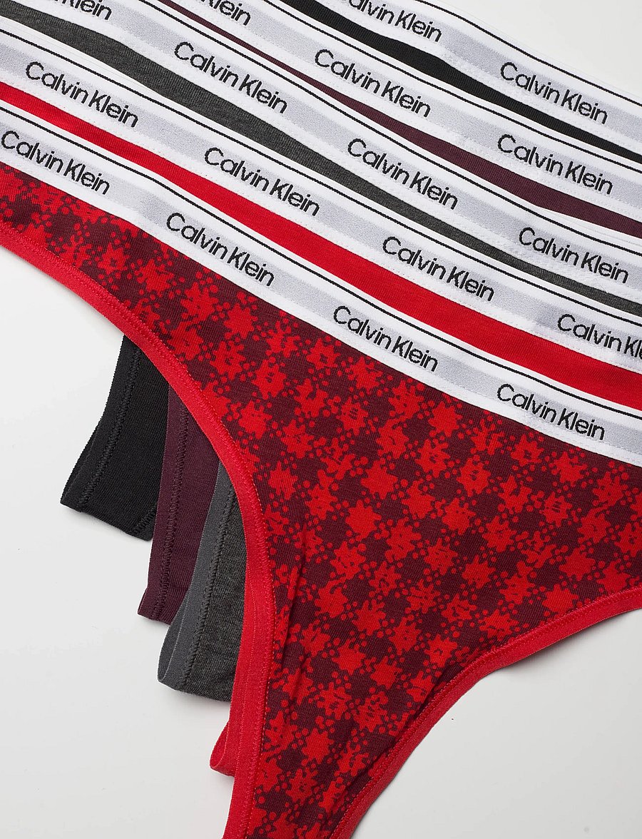 Calvin Klein - THONG 5PK - stringtrosor - blotched plaid+adreniline rush/blac - 1