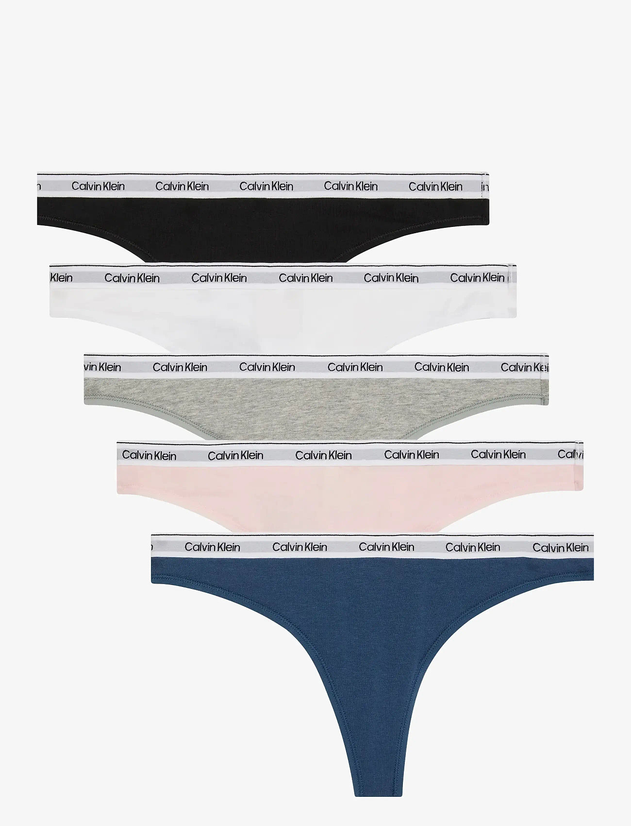 Calvin Klein - 5 PACK THONG (LOW-RISE) - stringtrosor - black white grey heather potpourri - 0