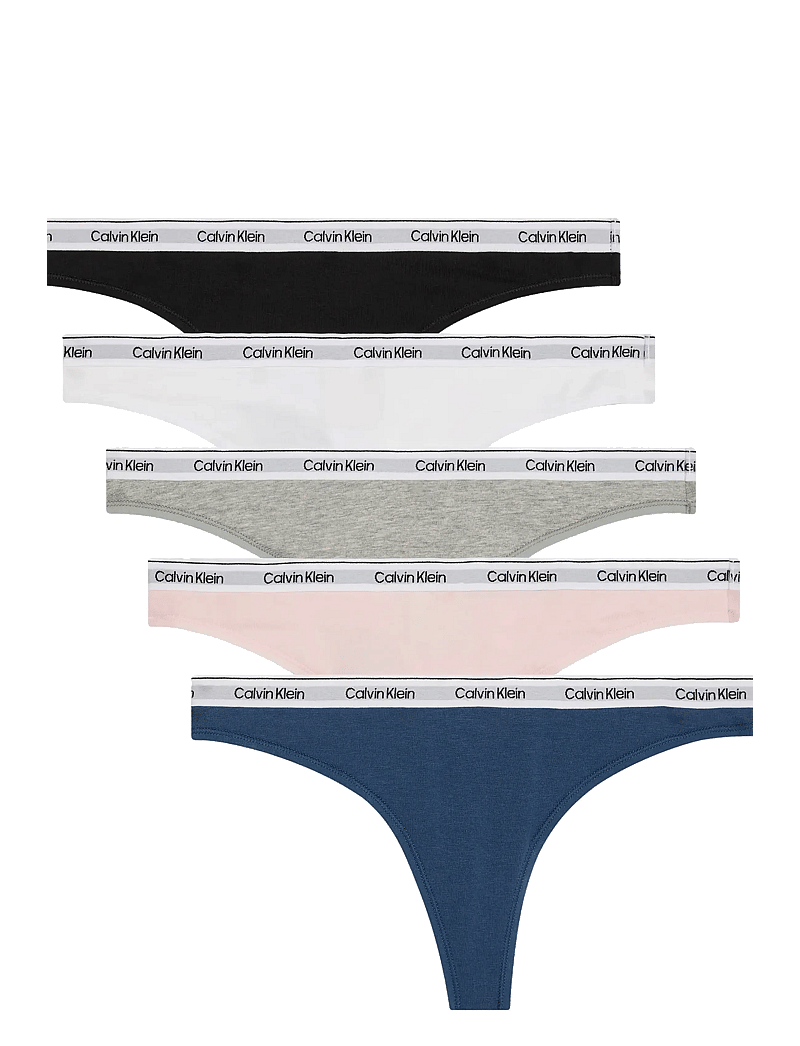 Calvin Klein - 5 PACK THONG (LOW-RISE) - stringi - black white grey heather potpourri - 0