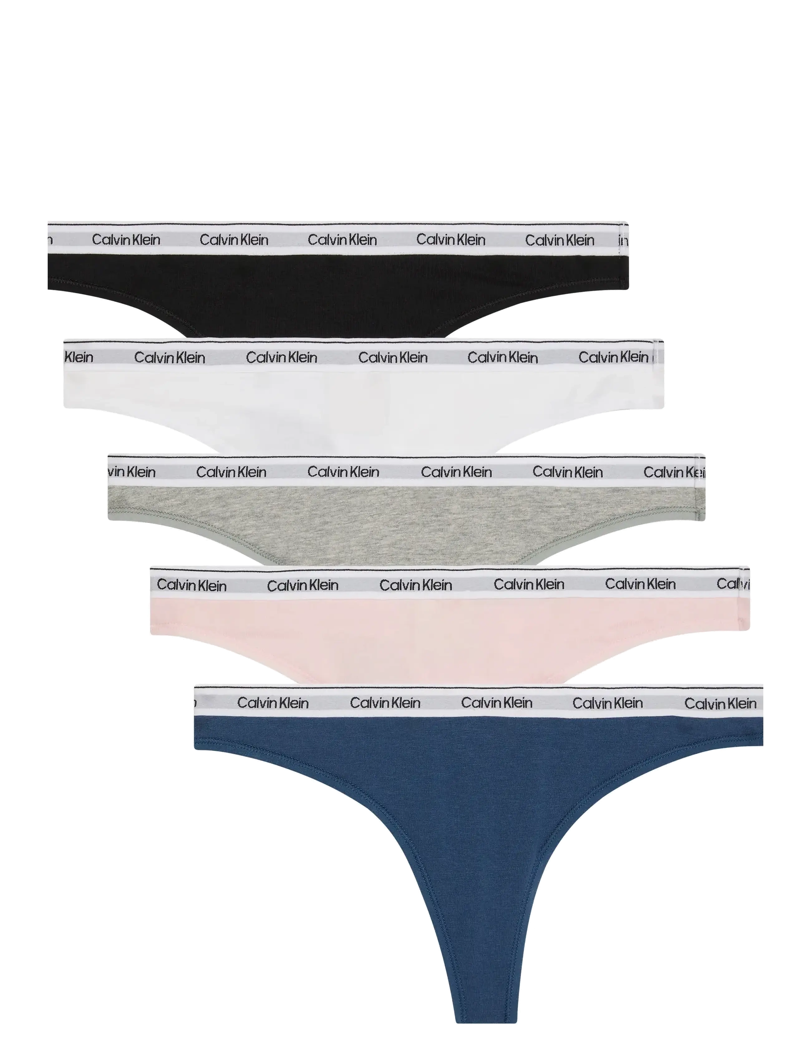 Calvin Klein THONG 5 PK - Stringtrusser - BLACK WHITE GREY HEATHER POTPOURRI / black