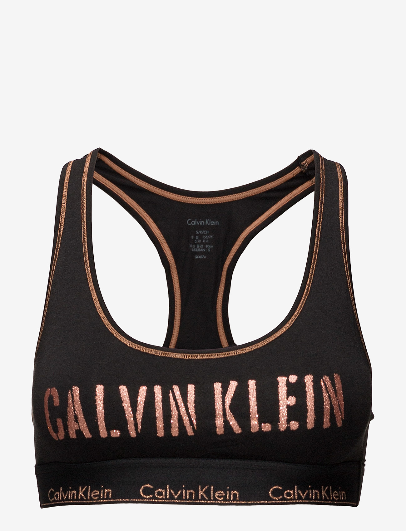 Calvin Klein - BRALETTE UNLINED - black (stencil logo_rose gold glitt - 0