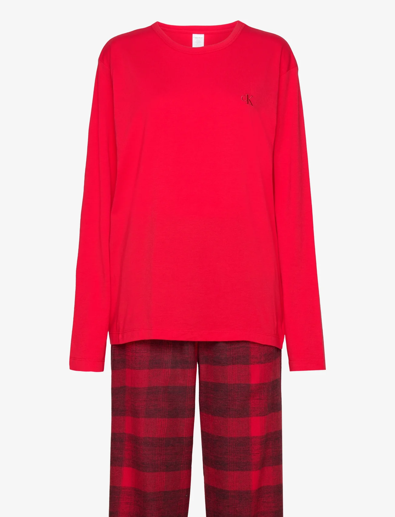 Calvin Klein - L/S PANT SET - pyjama's - gradient check/rouge blk ground - 0