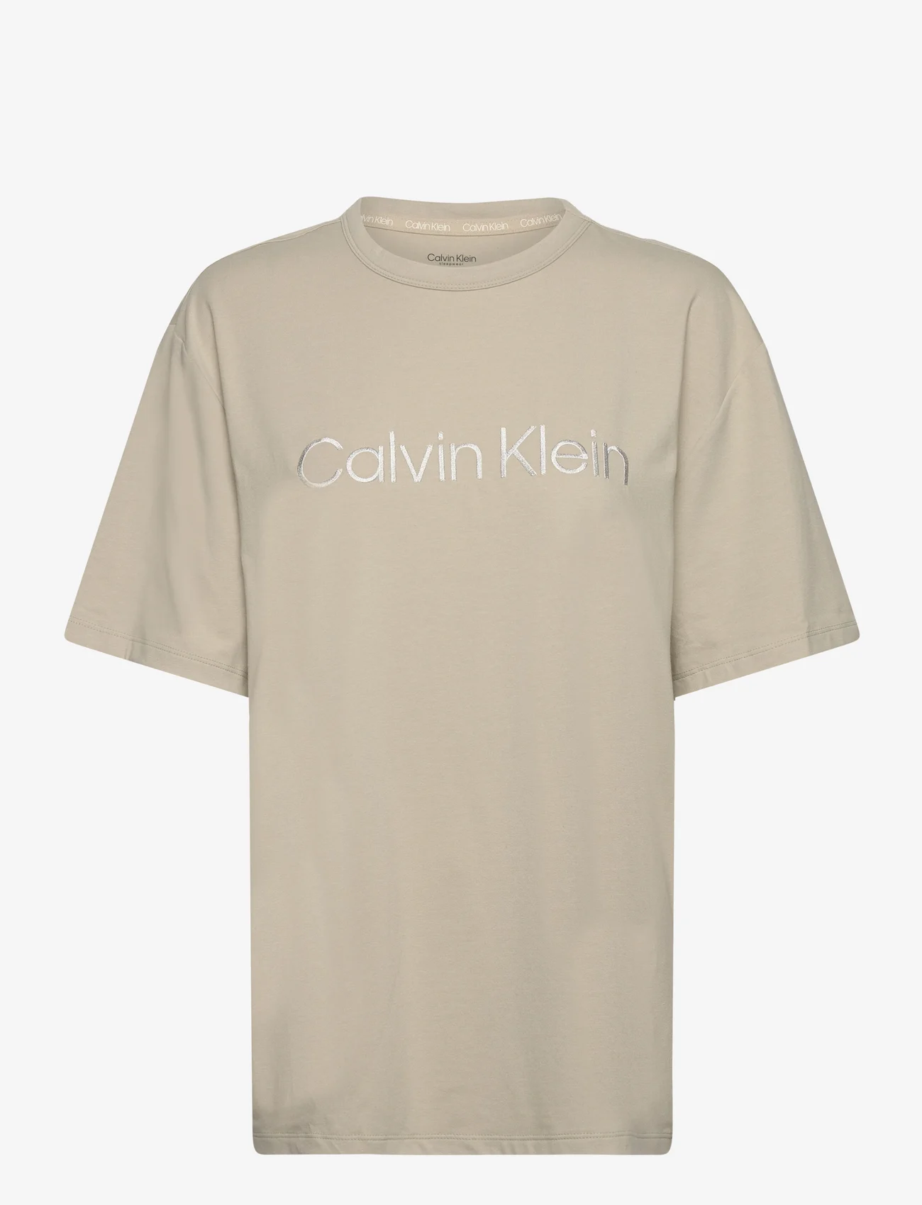 Calvin Klein - S/S CREW NECK - najniższe ceny - moss gray - 0