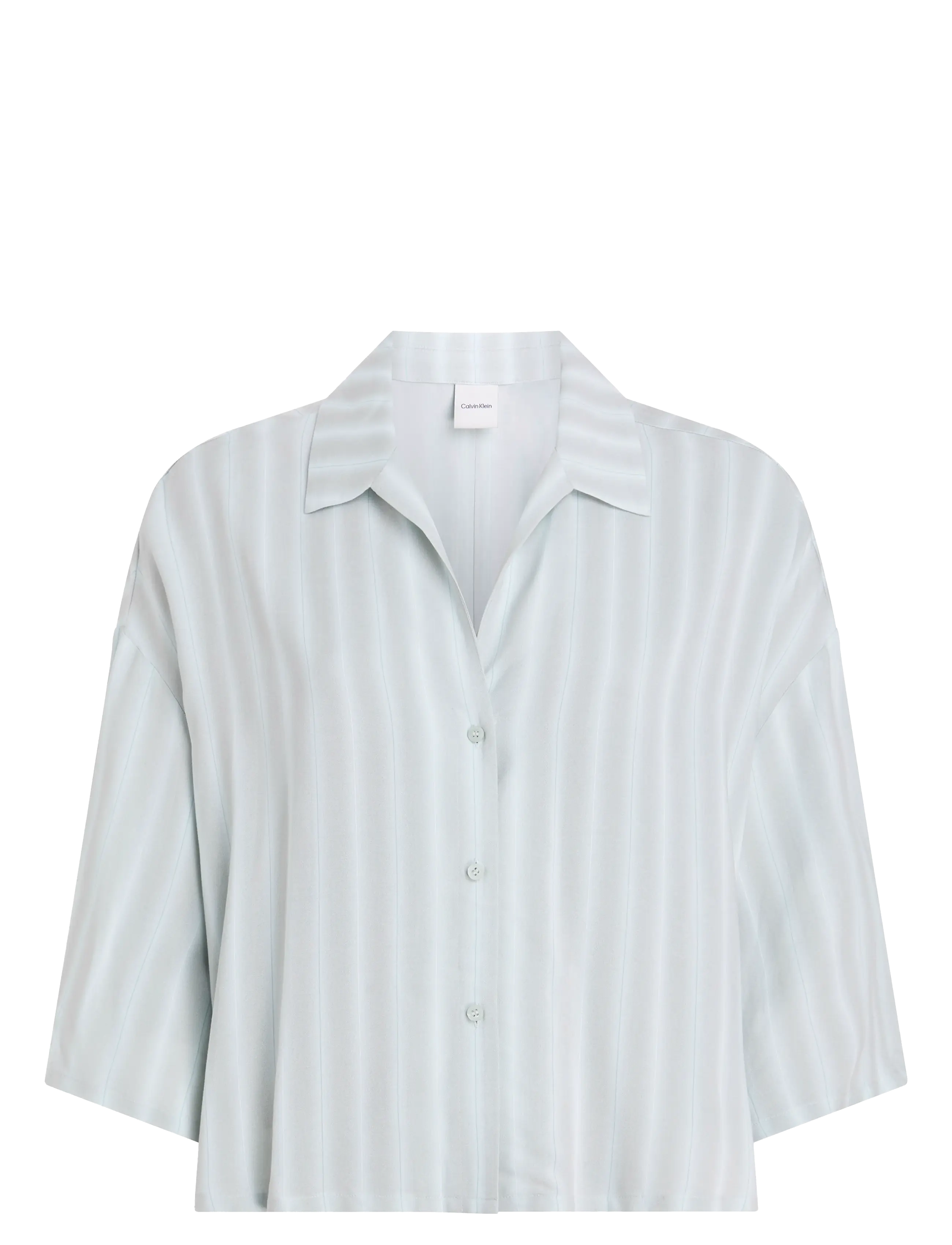 Calvin Klein S/S Button Down, Kvinder, Kortærmet Button Down Skjorte, Grå, Str: XL