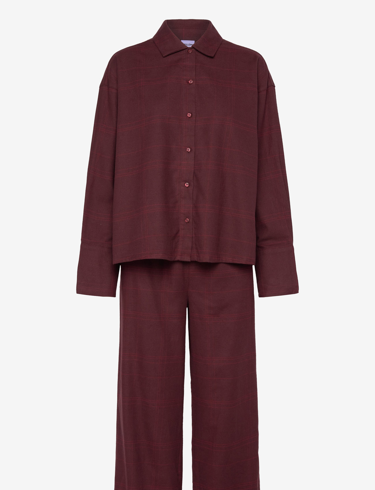 Calvin Klein - L/S BUTTONDOWN & PANT SLEEP SET - beam plaid_truffle brown - 0
