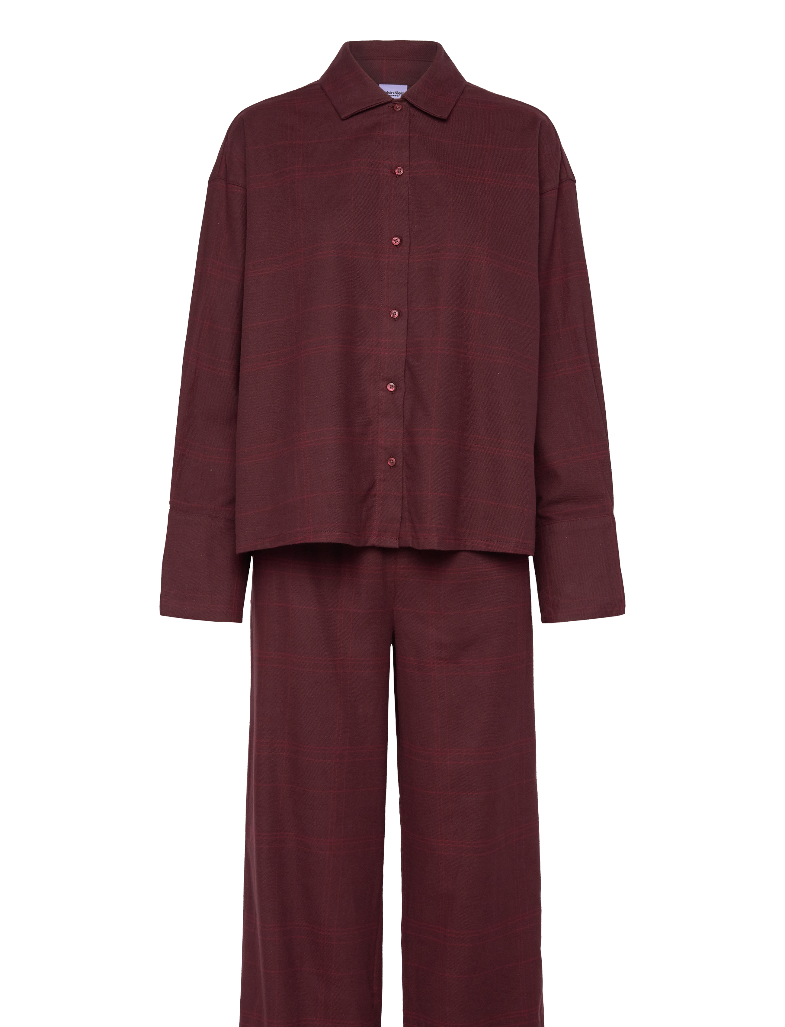 Calvin Klein - L/S BUTTONDOWN & PANT SLEEP SET - beam plaid_truffle brown - 1