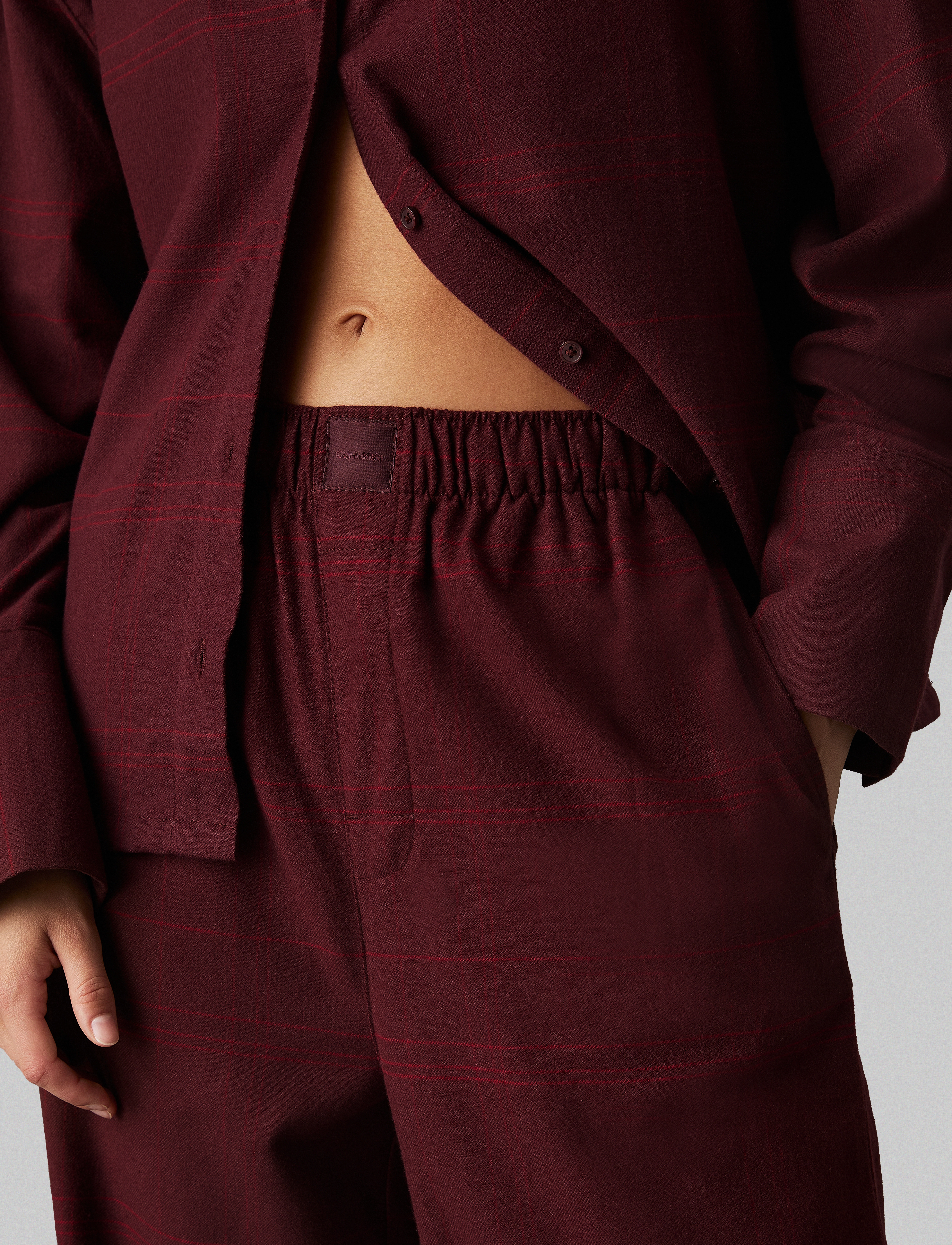 Calvin Klein - L/S BUTTONDOWN & PANT SLEEP SET - beam plaid_truffle brown - 5