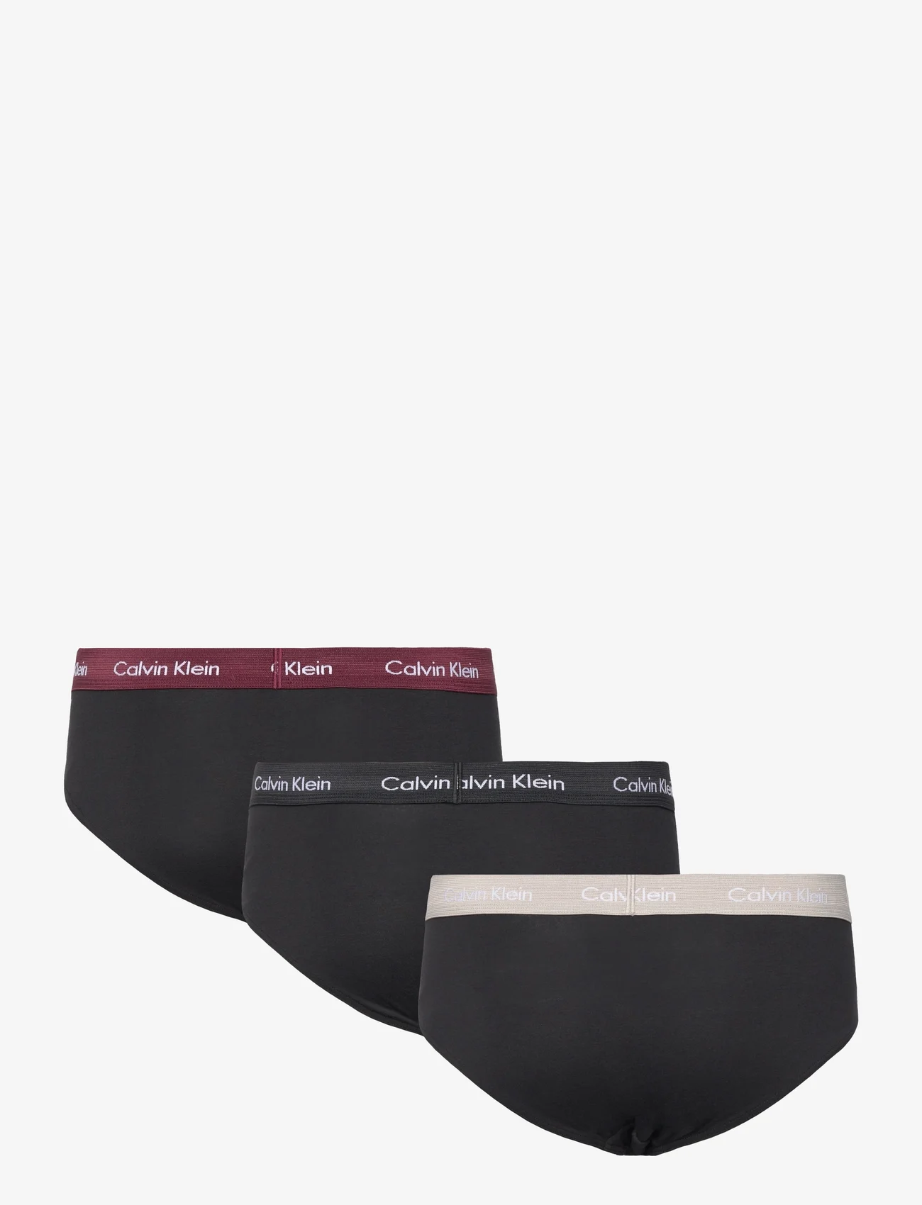 Calvin Klein - 3P HIP BRIEF - mažiausios kainos - b- black, tawny port, porpoise wbs - 1
