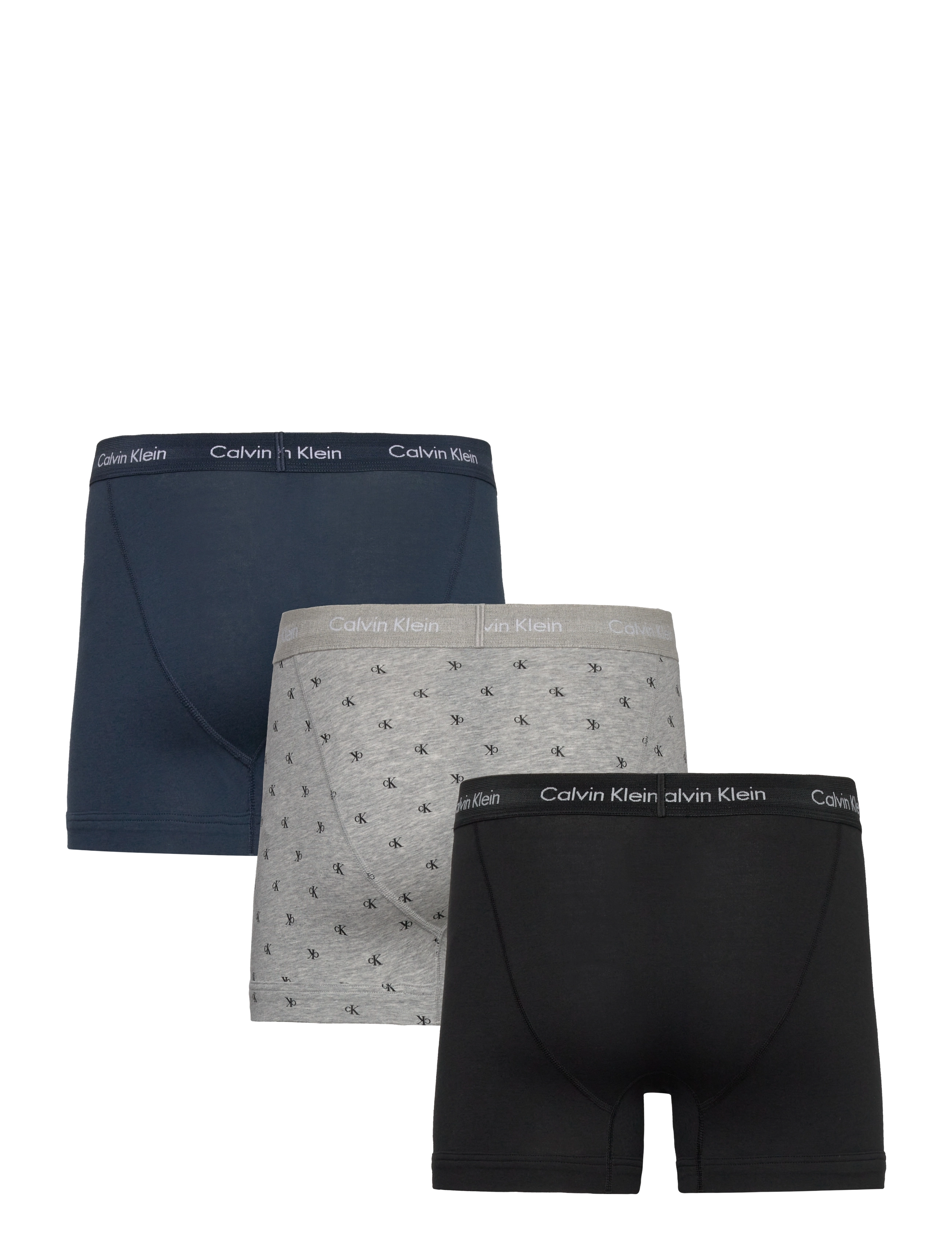 Calvin Klein - Trunk 3pk - blk, diamond logo_gr heath, n stone - 1