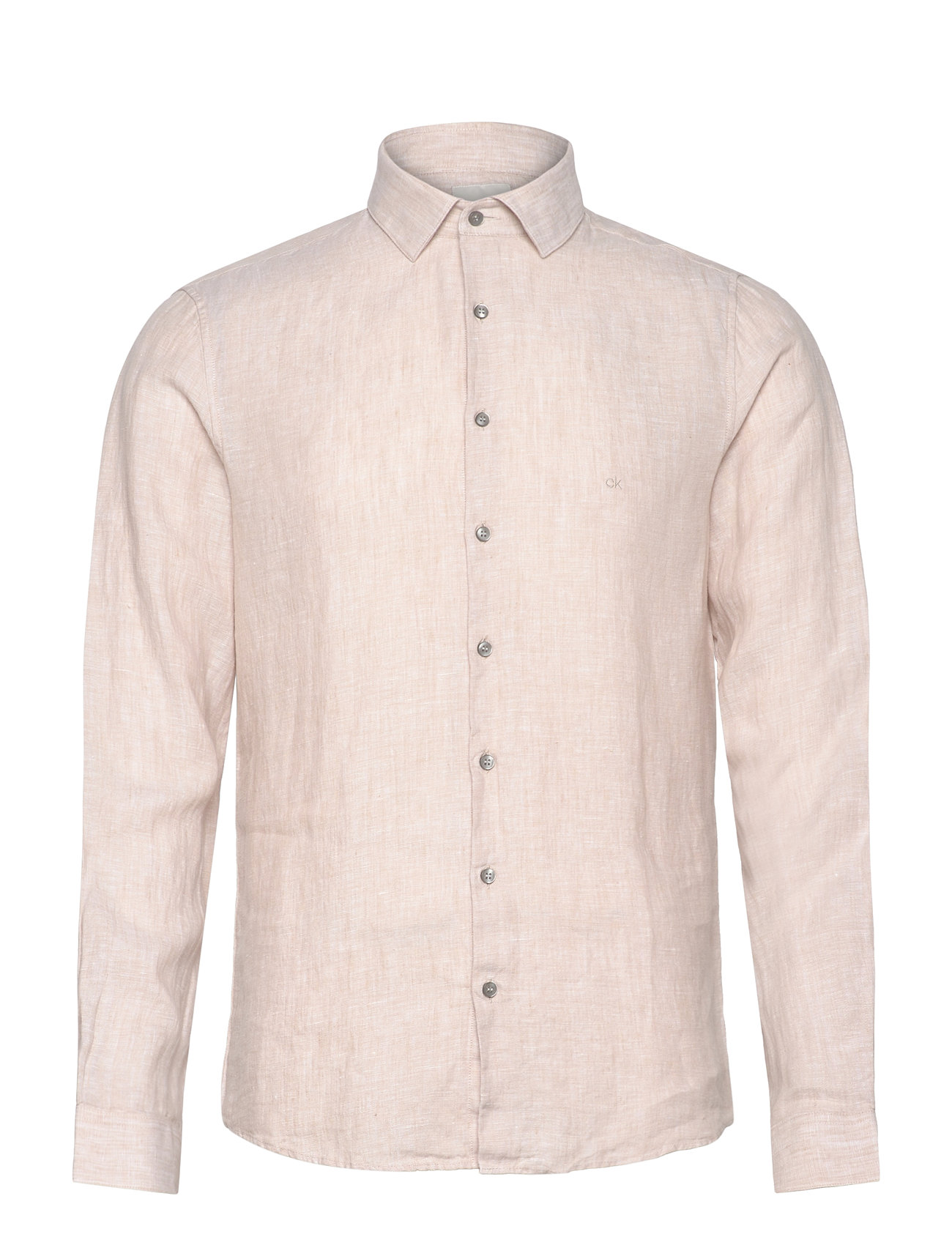 Calvin Klein Linen Solid Slim Shirt - Beige - 39 1